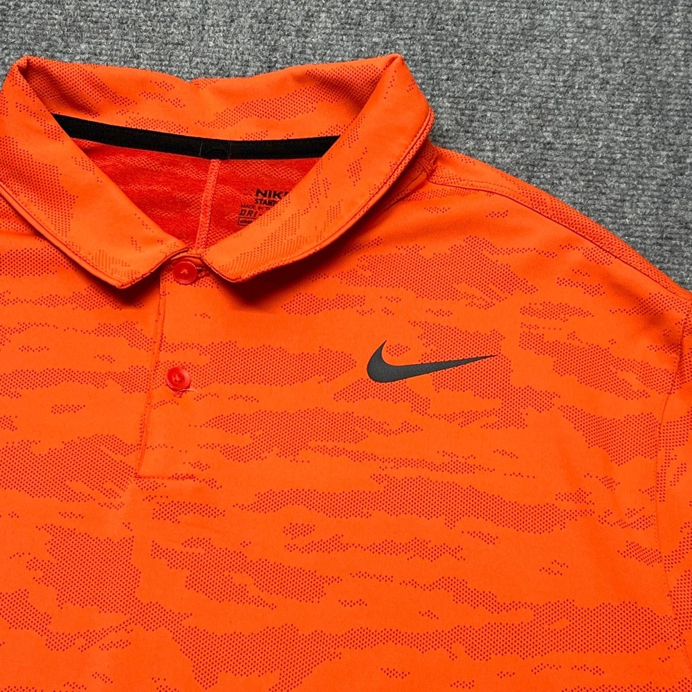 Nike Golf Dri-FIT Jacquard Camo Polo Shirt Mens XL Orange 885708-852